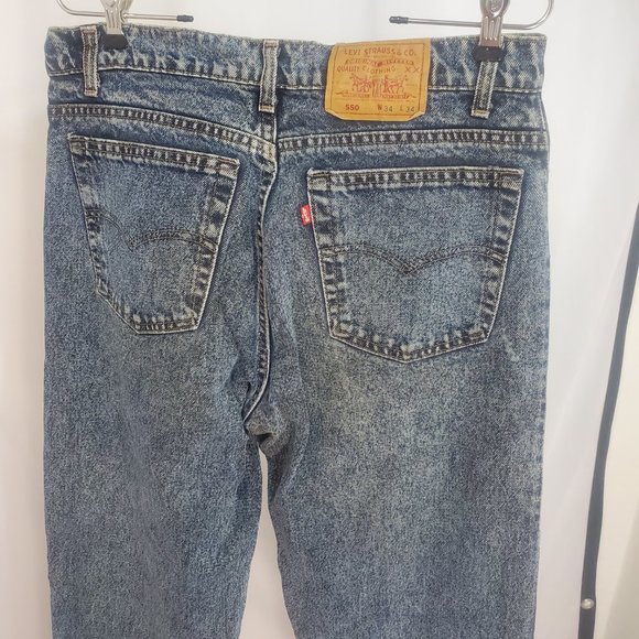 VTG. 91' Levi’s 550 Jeans Men’s 34x34 Relaxed Fit Baggy Blue Acid Wash Denim - Picture 7 of 13